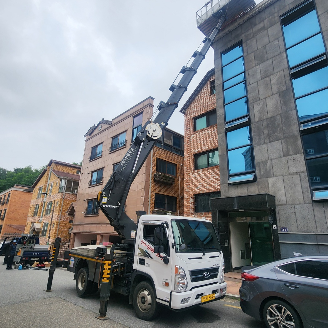 부천 중동 외벽 도색 스카이차 작업