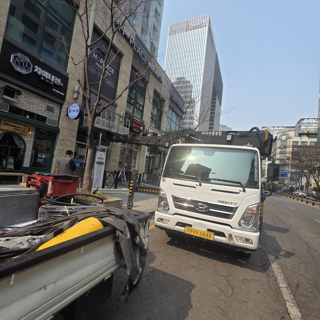 부천 중동 간판 LED 스카이차 작업